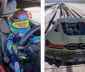 کودکی پنج ساله با لامبورگینی روئلتو رانندگی می‌کند! [تماشا کنید]